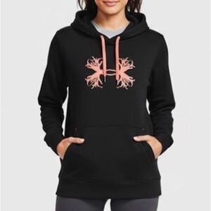Under Armour Black Hoodie with pink horn logo